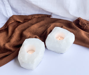 Clear Quartz Rough Candle holder