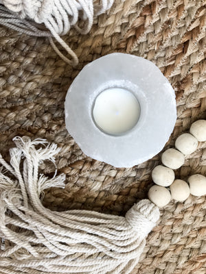 Natural Selenite Crystal candle holder