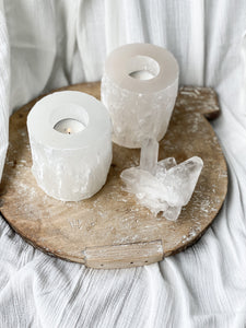 Natural Selenite Crystal candle holder