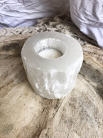 Natural Selenite Crystal candle holder