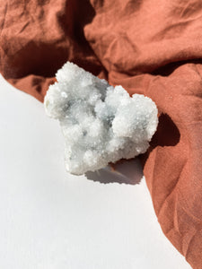 Coral Apophyllite chalcedony cluster